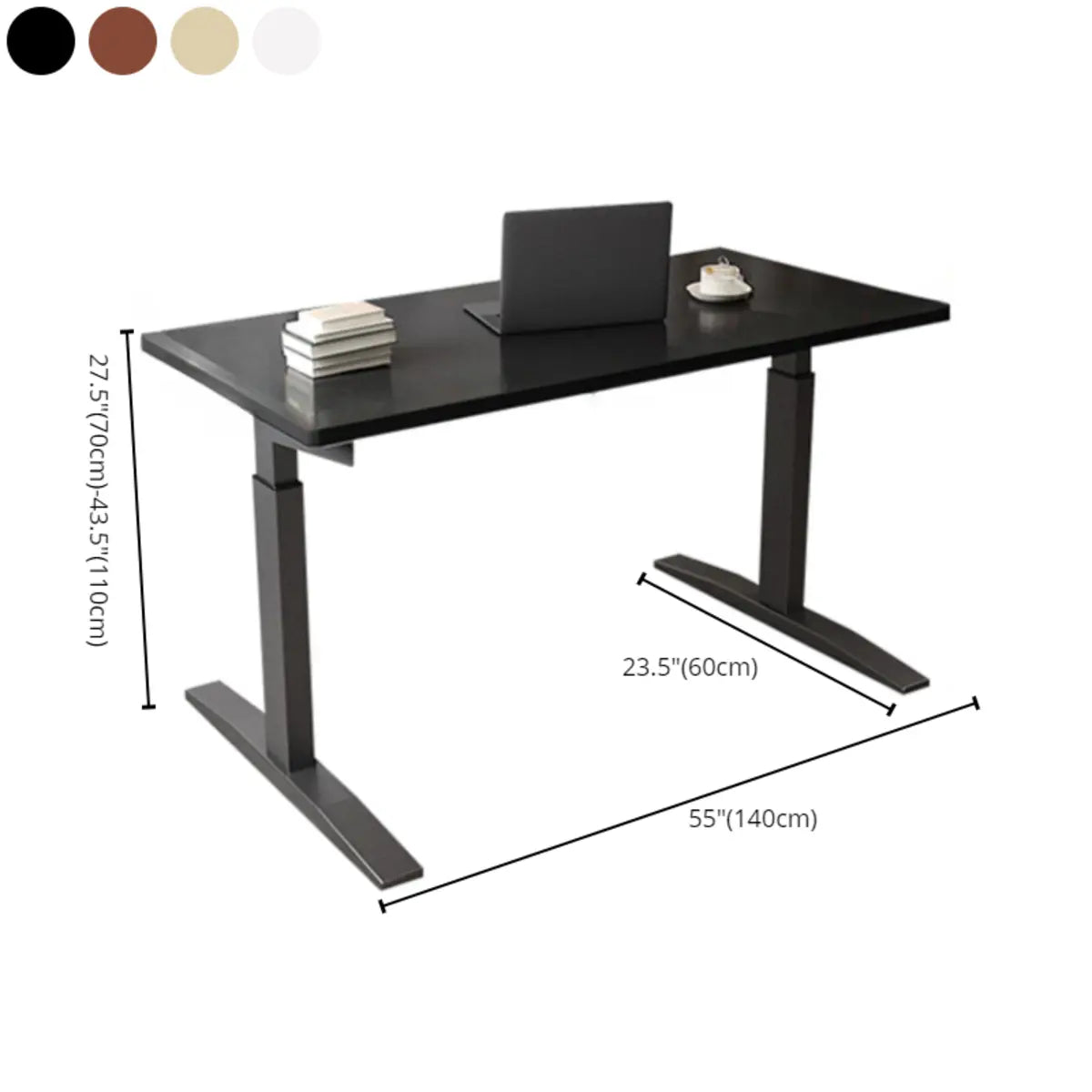 Adjustable Ergonomic White Wood T-Shape Computer Desk Image - 14