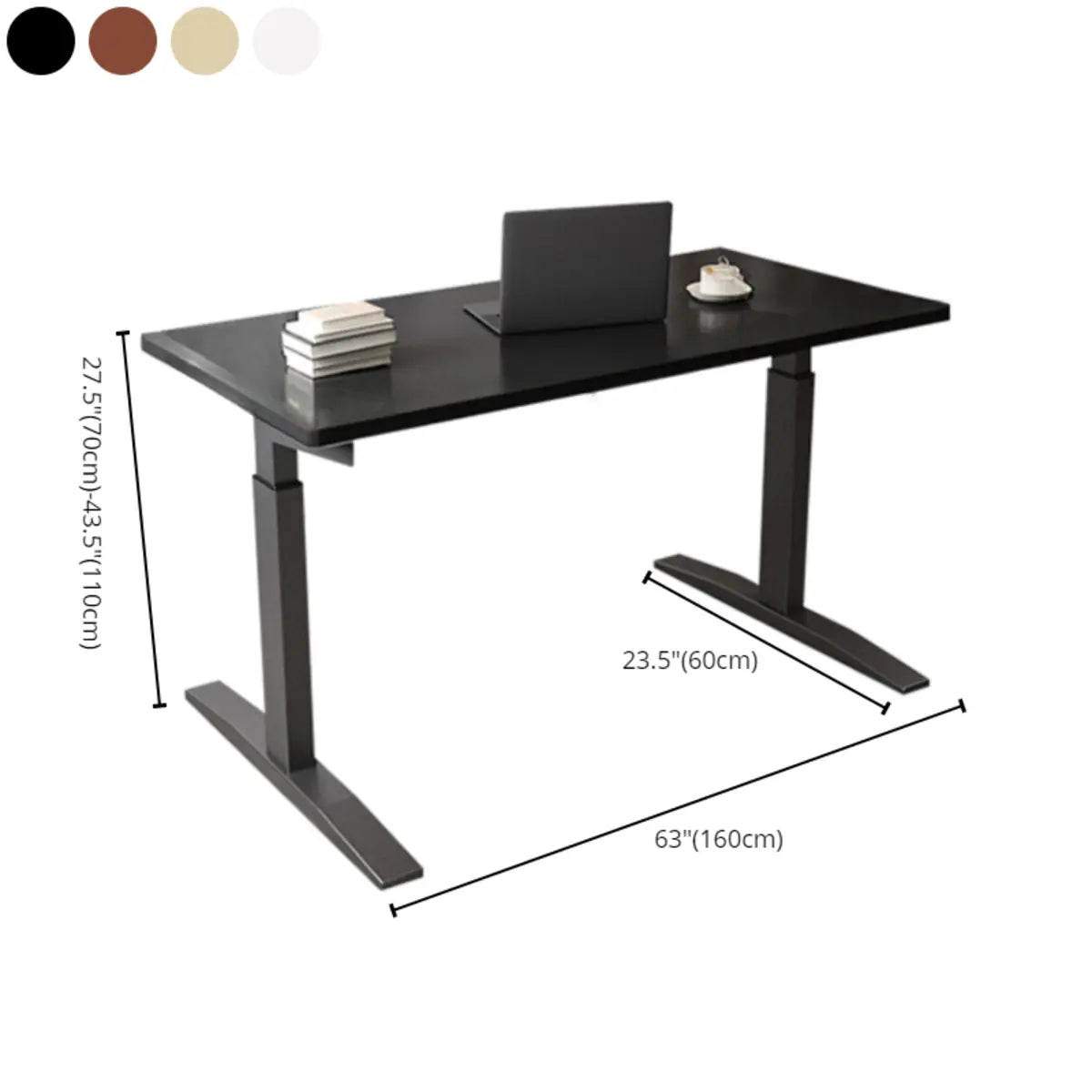 Adjustable Ergonomic White Wood T-Shape Computer Desk Image - 15