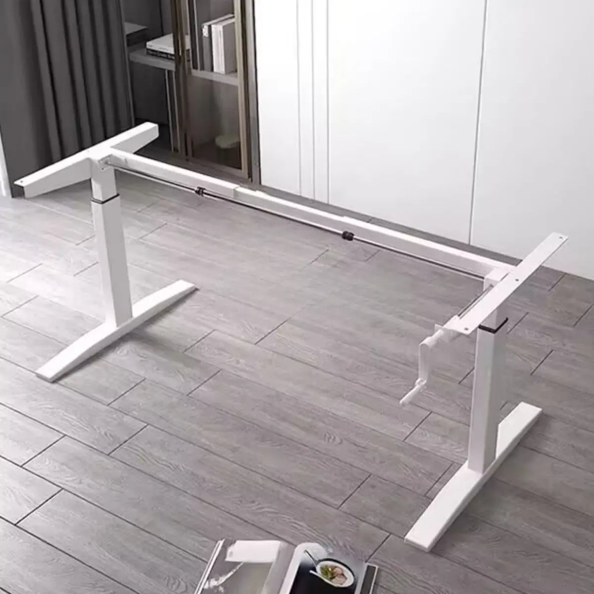 Adjustable Ergonomic White Wood T-Shape Computer Desk Image - 6