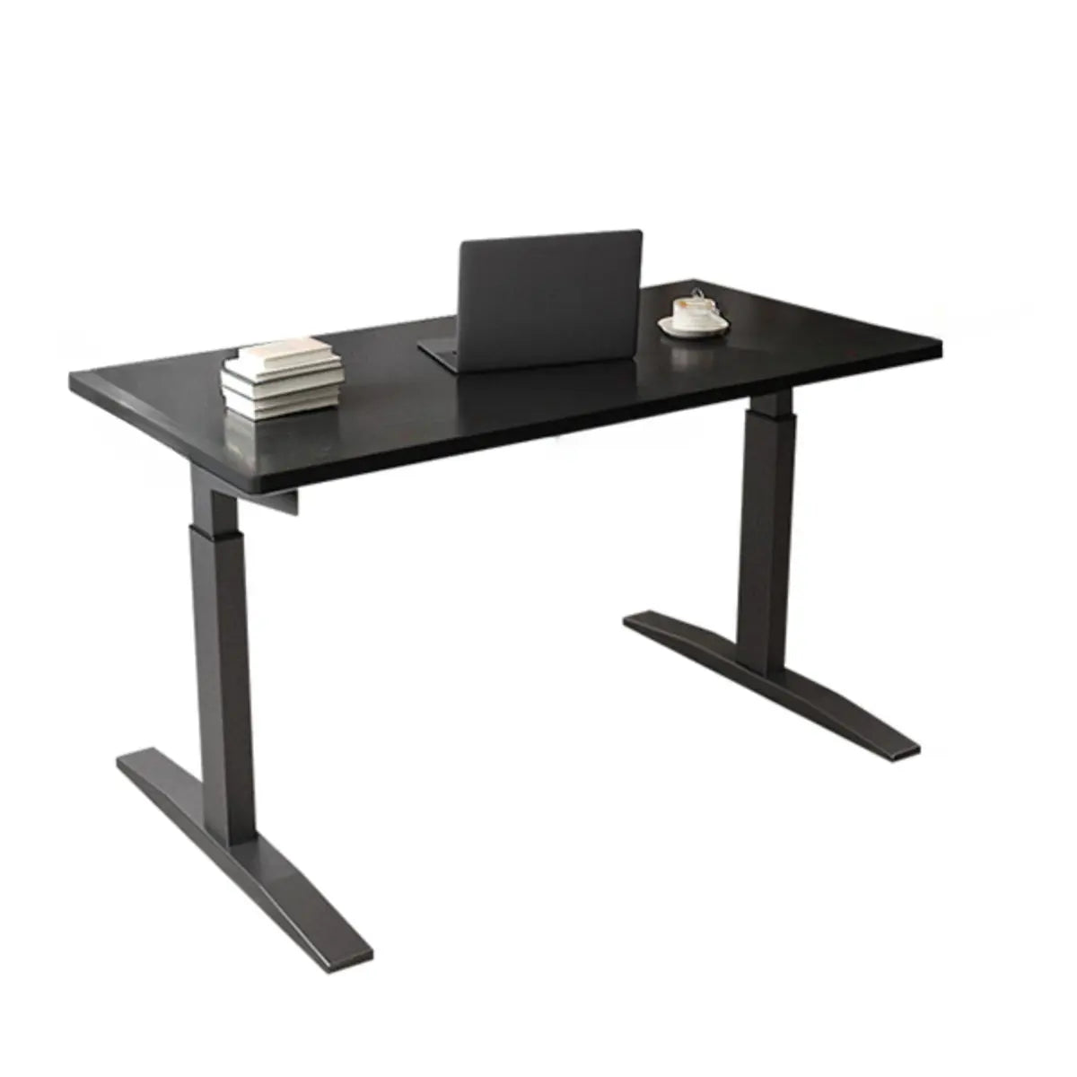 Adjustable Ergonomic White Wood T-Shape Computer Desk Image - 9
