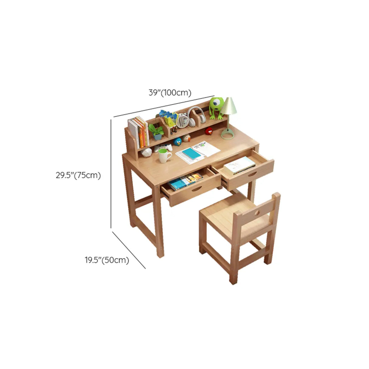 Adjustable Ergonomic Wood Kids Desk with Chair and Hutch Image - 13