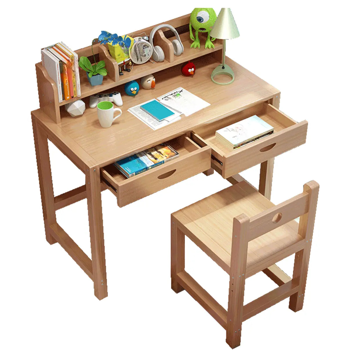 Adjustable Ergonomic Wood Kids Desk with Chair and Hutch Image - 5