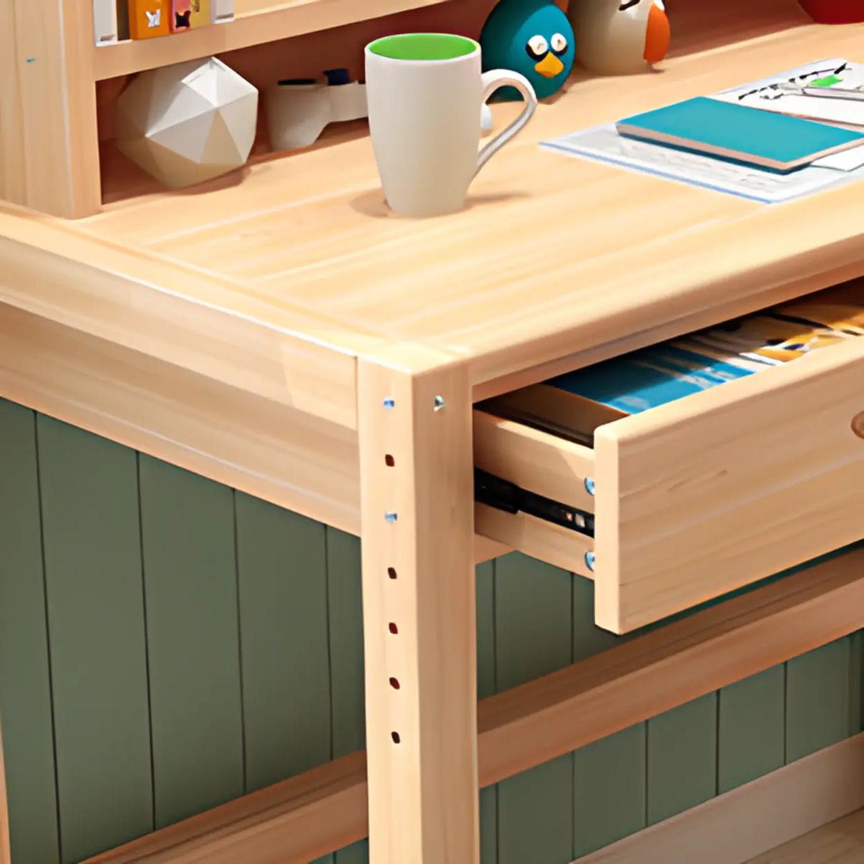 Adjustable Ergonomic Wood Kids Desk with Chair and Hutch Image - 9