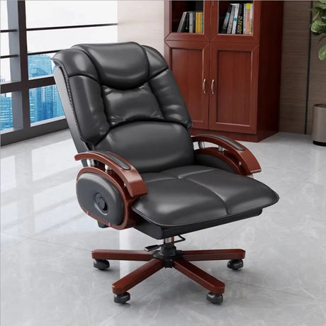 Adjustable Executive Leather Office Chair with Wheels Image - 1
