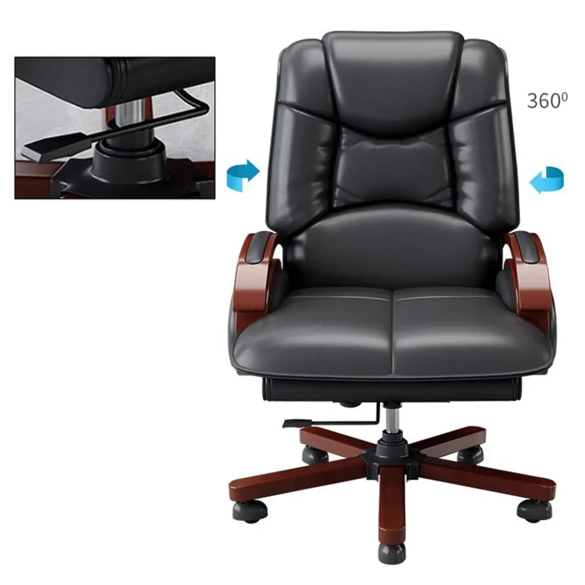 Adjustable Executive Leather Office Chair with Wheels Image - 10