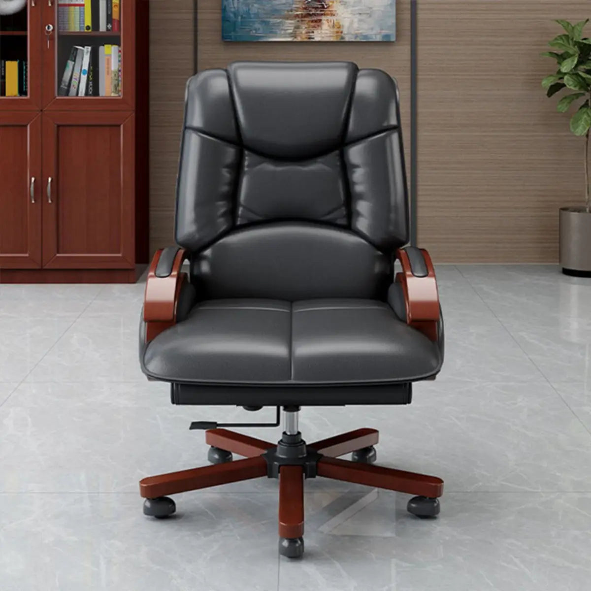 Adjustable Executive Leather Office Chair with Wheels Image - 3