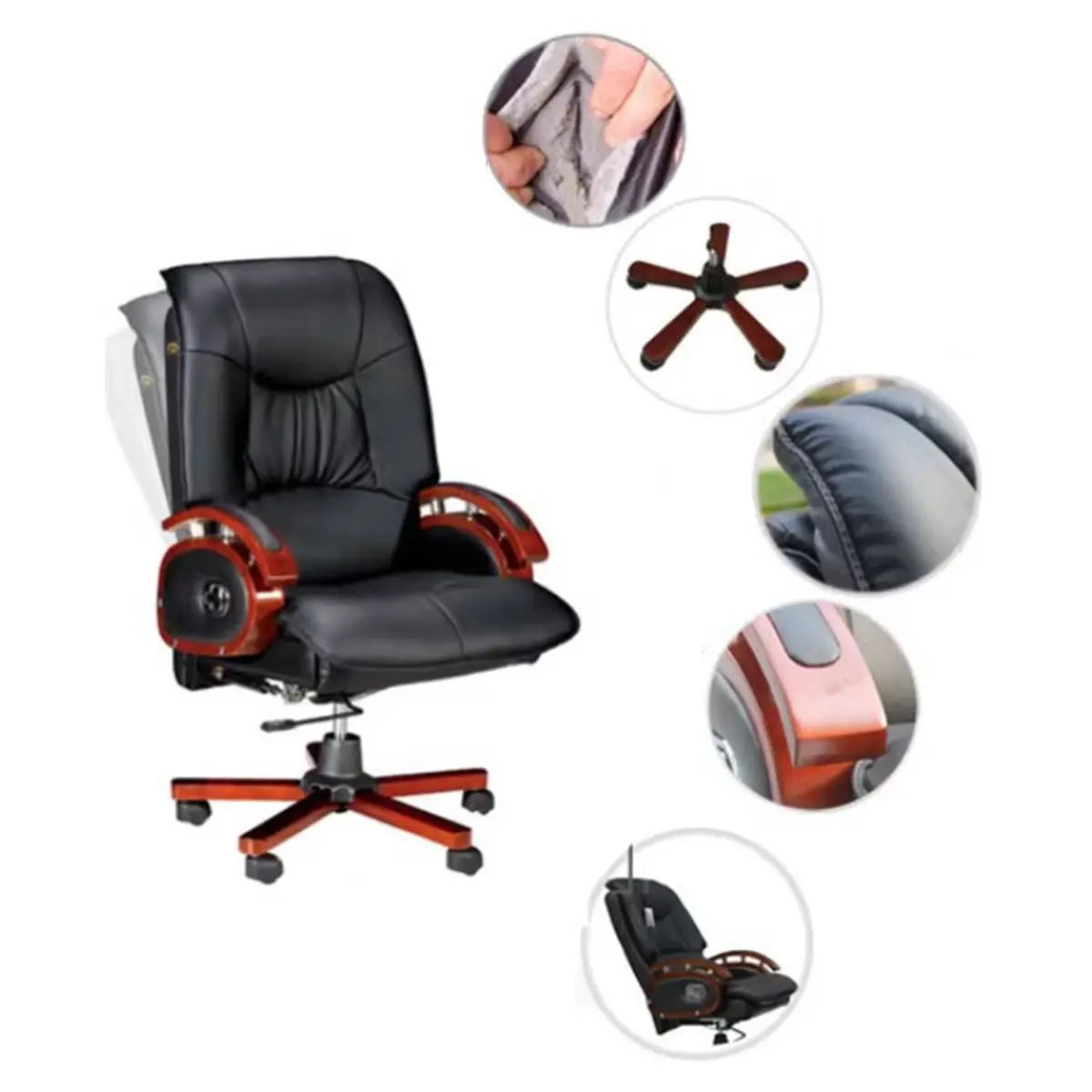 Adjustable Executive Leather Office Chair with Wheels Image - 9