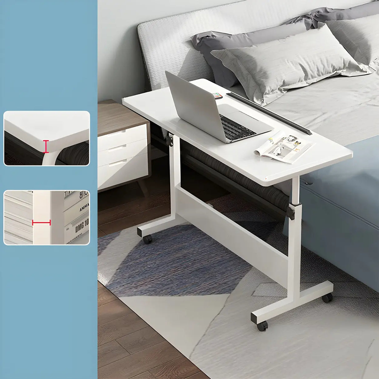 Adjustable Foldable White Wood Rectangle Standing Desk Image - 11