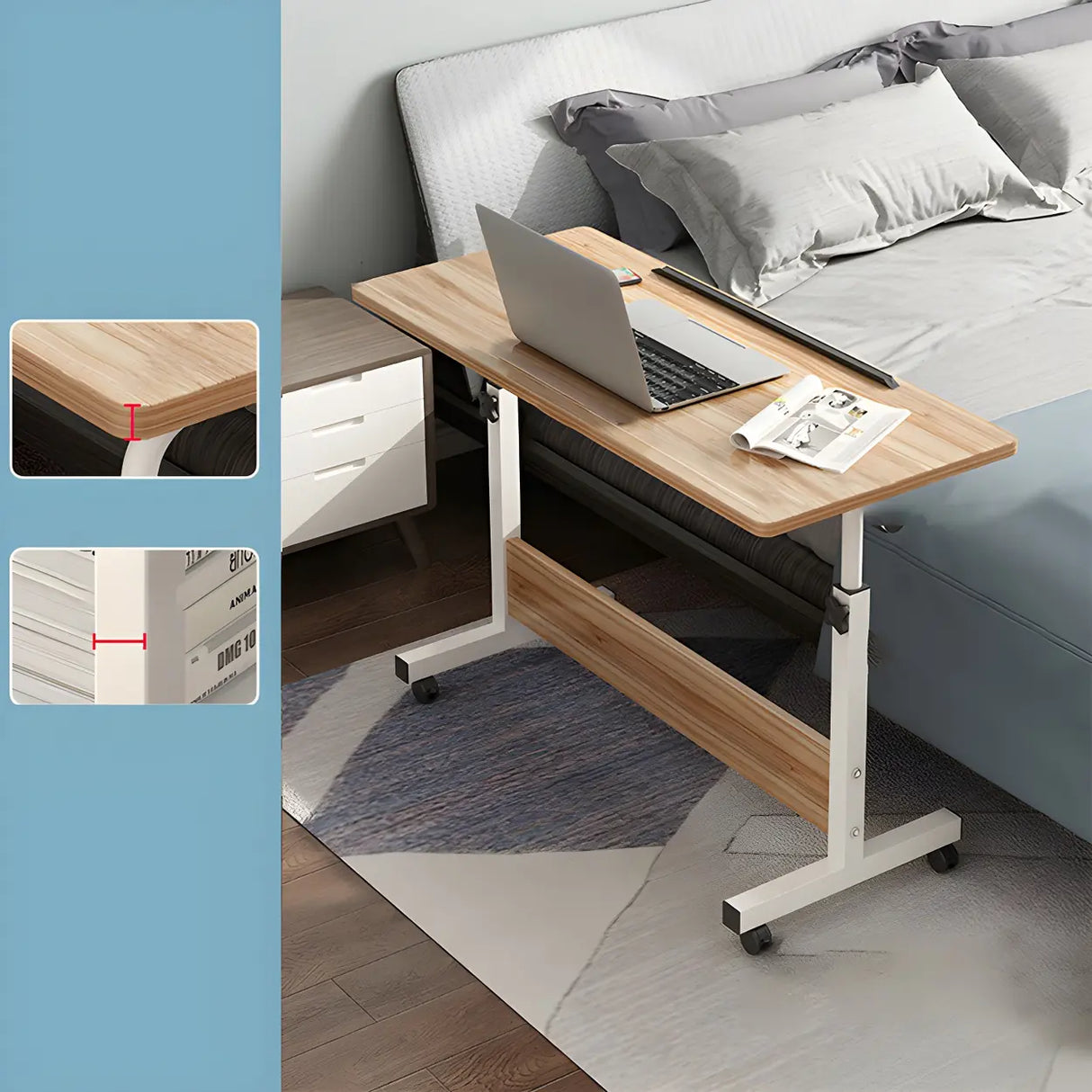 Adjustable Foldable White Wood Rectangle Standing Desk Image - 12