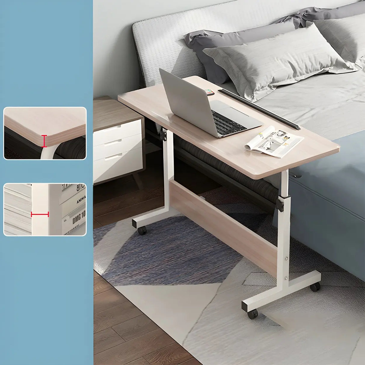 Adjustable Foldable White Wood Rectangle Standing Desk Image - 13