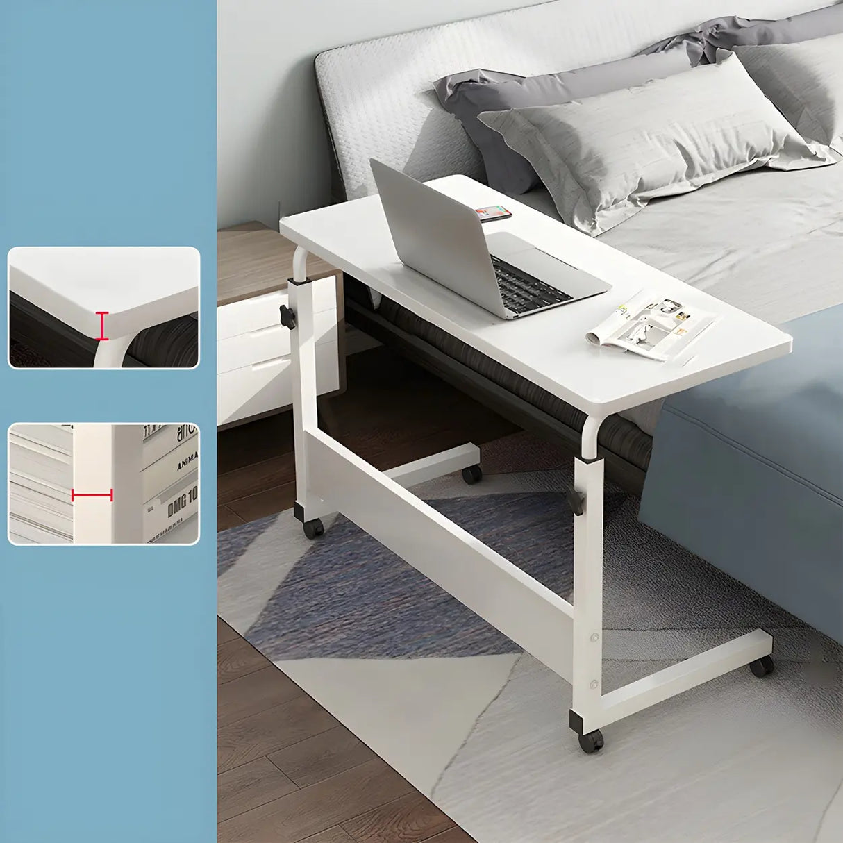 Adjustable Foldable White Wood Rectangle Standing Desk Image - 3