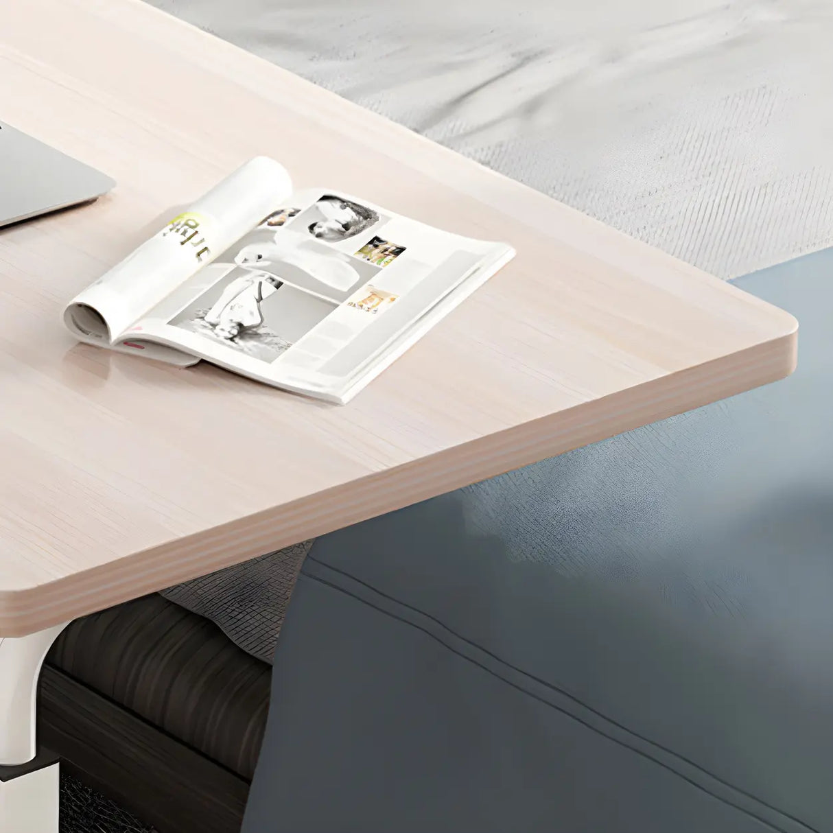 Adjustable Foldable White Wood Rectangle Standing Desk Image - 4