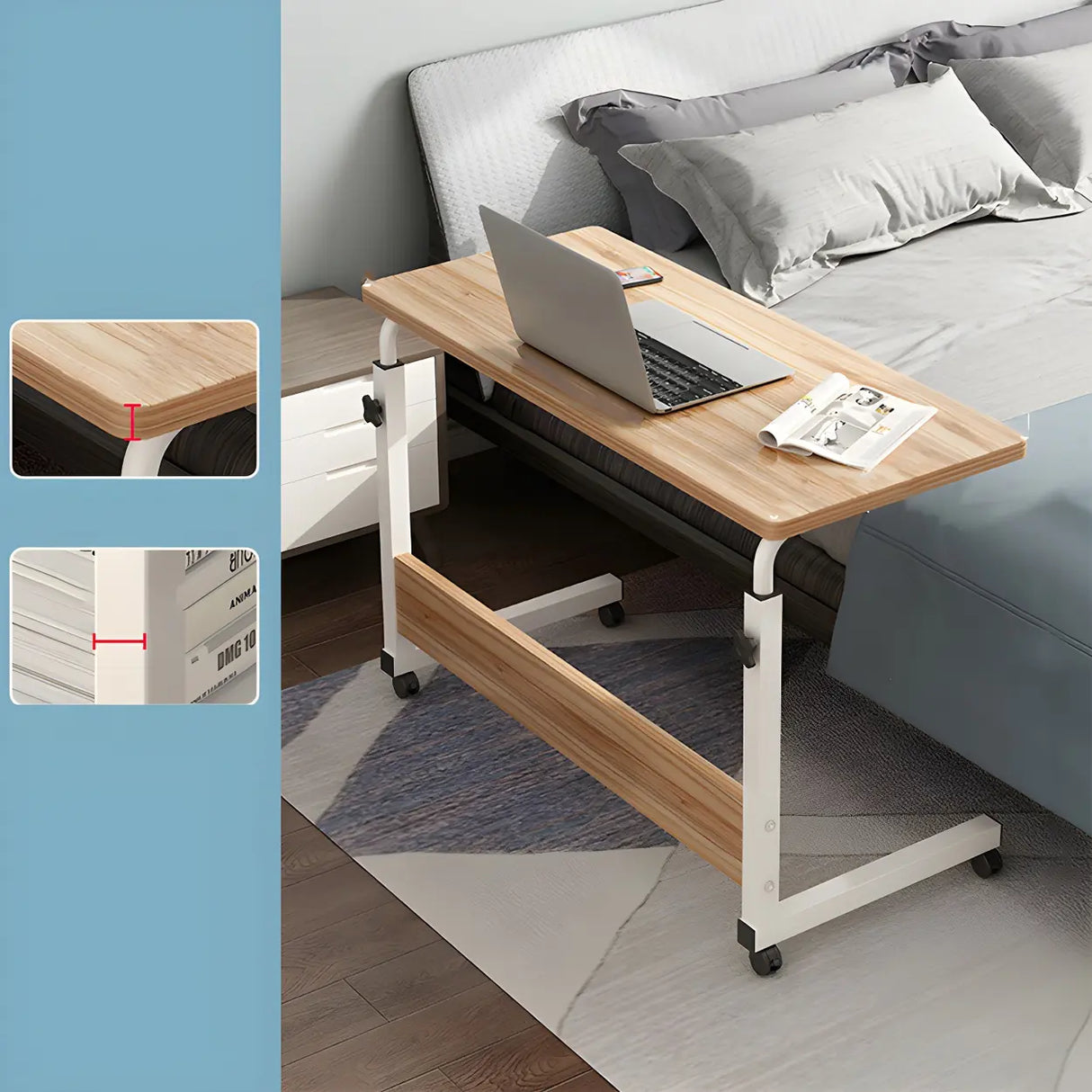 Adjustable Foldable White Wood Rectangle Standing Desk Image - 5