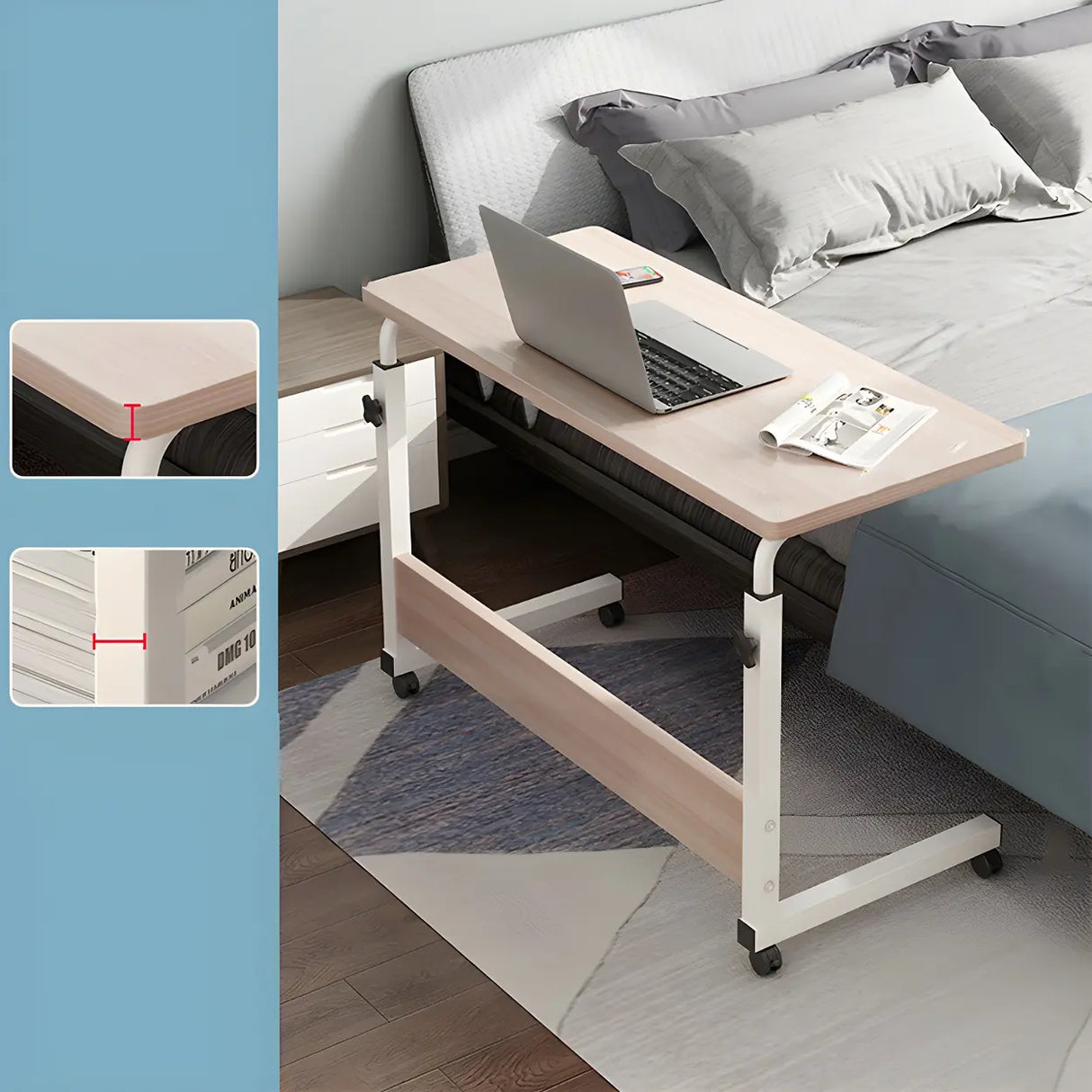 Adjustable Foldable White Wood Rectangle Standing Desk Image - 7