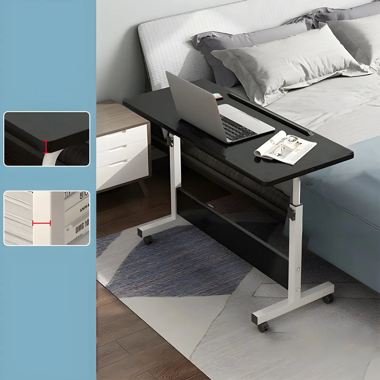 Adjustable Foldable White Wood Rectangle Standing Desk Image - 9
