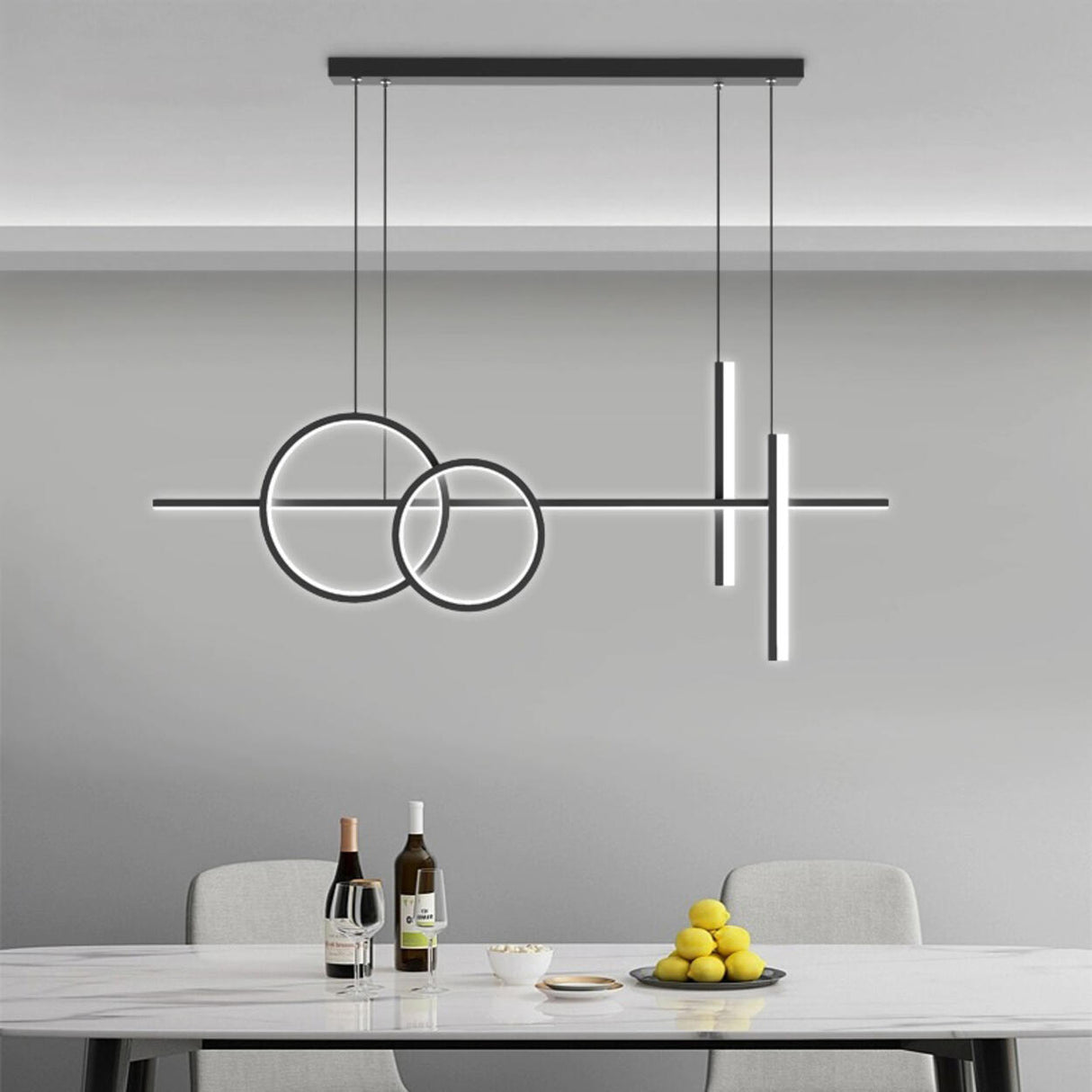 Adjustable Geometric Black LED Island Pendant Light Image - 3