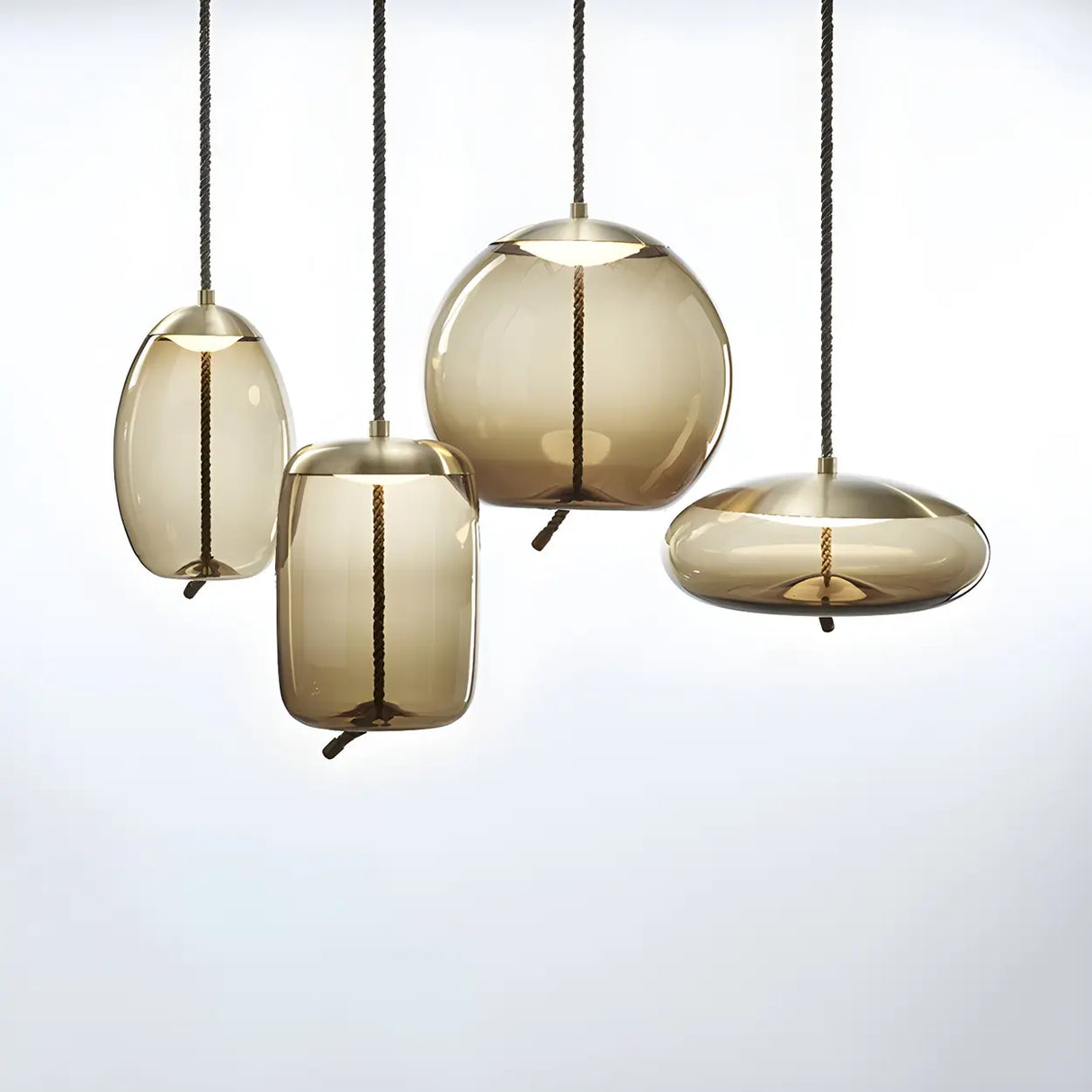 Adjustable Glass Geometric Pendant Light with Canopy Image - 14