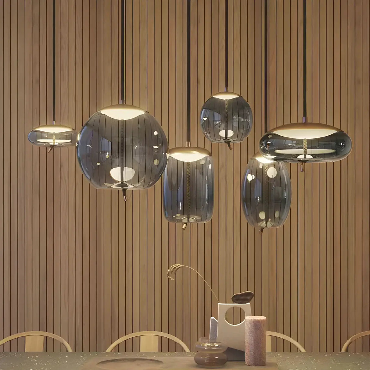 Adjustable Glass Geometric Pendant Light with Canopy Image - 21