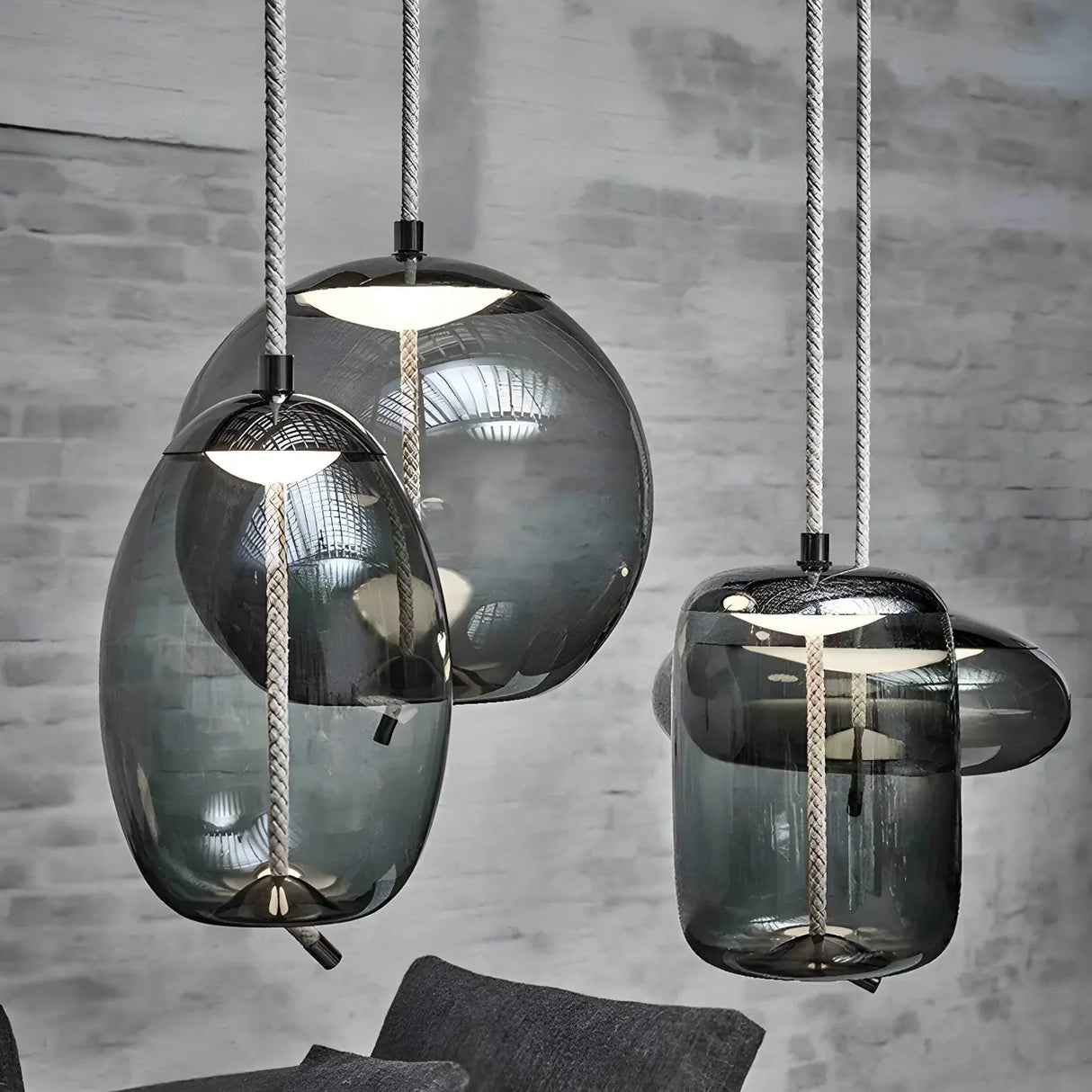 Adjustable Glass Geometric Pendant Light with Canopy Image - 23
