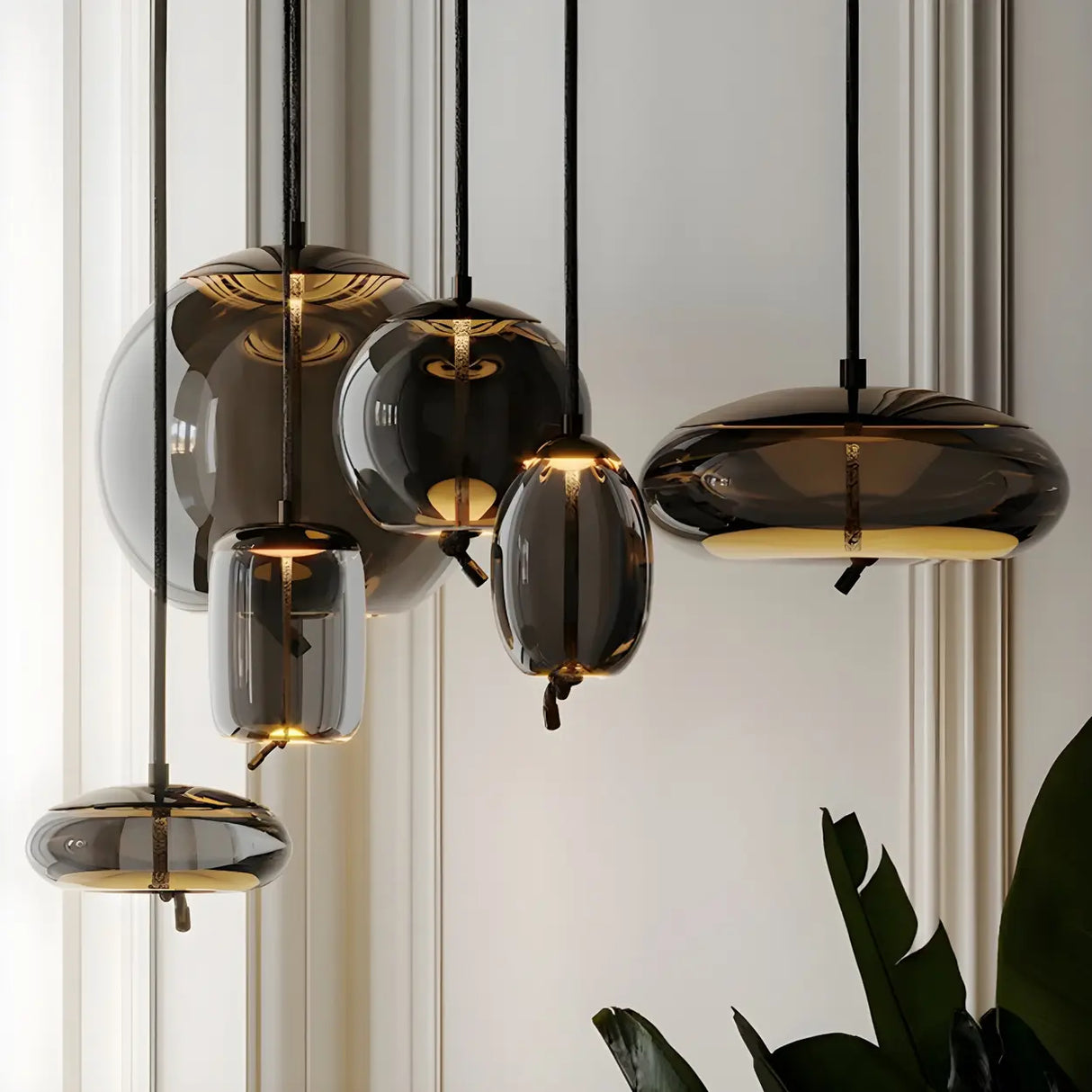 Adjustable Glass Geometric Pendant Light with Canopy Image - 25