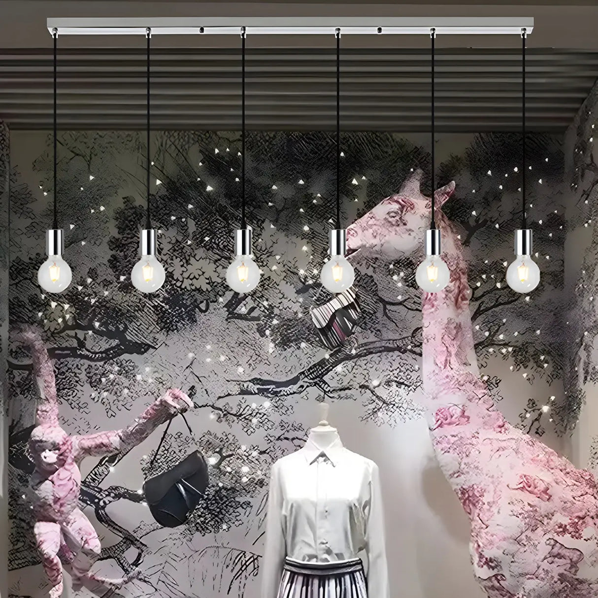 Adjustable Globe Shadeless Metal Rope Pendant Light Image - 1