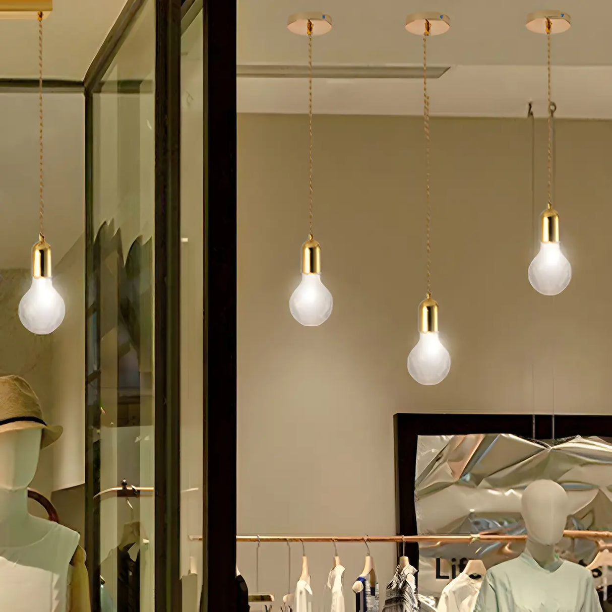 Adjustable Globe Shadeless Metal Rope Pendant Light Image - 24