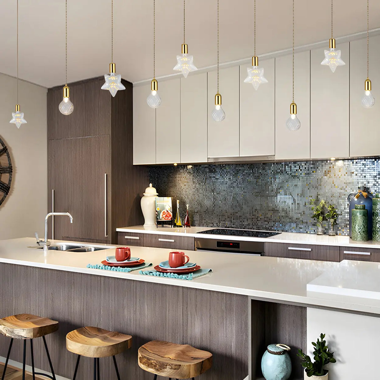 Adjustable Globe Shadeless Metal Rope Pendant Light Image - 3