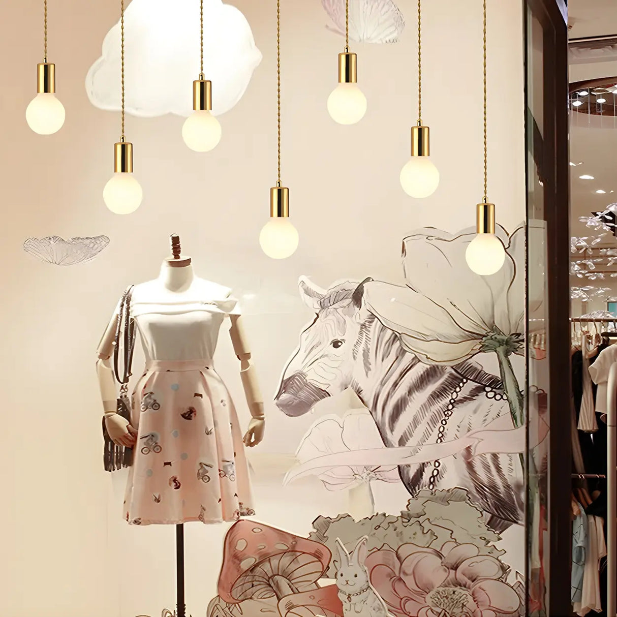 Adjustable Globe Shadeless Metal Rope Pendant Light Image - 6