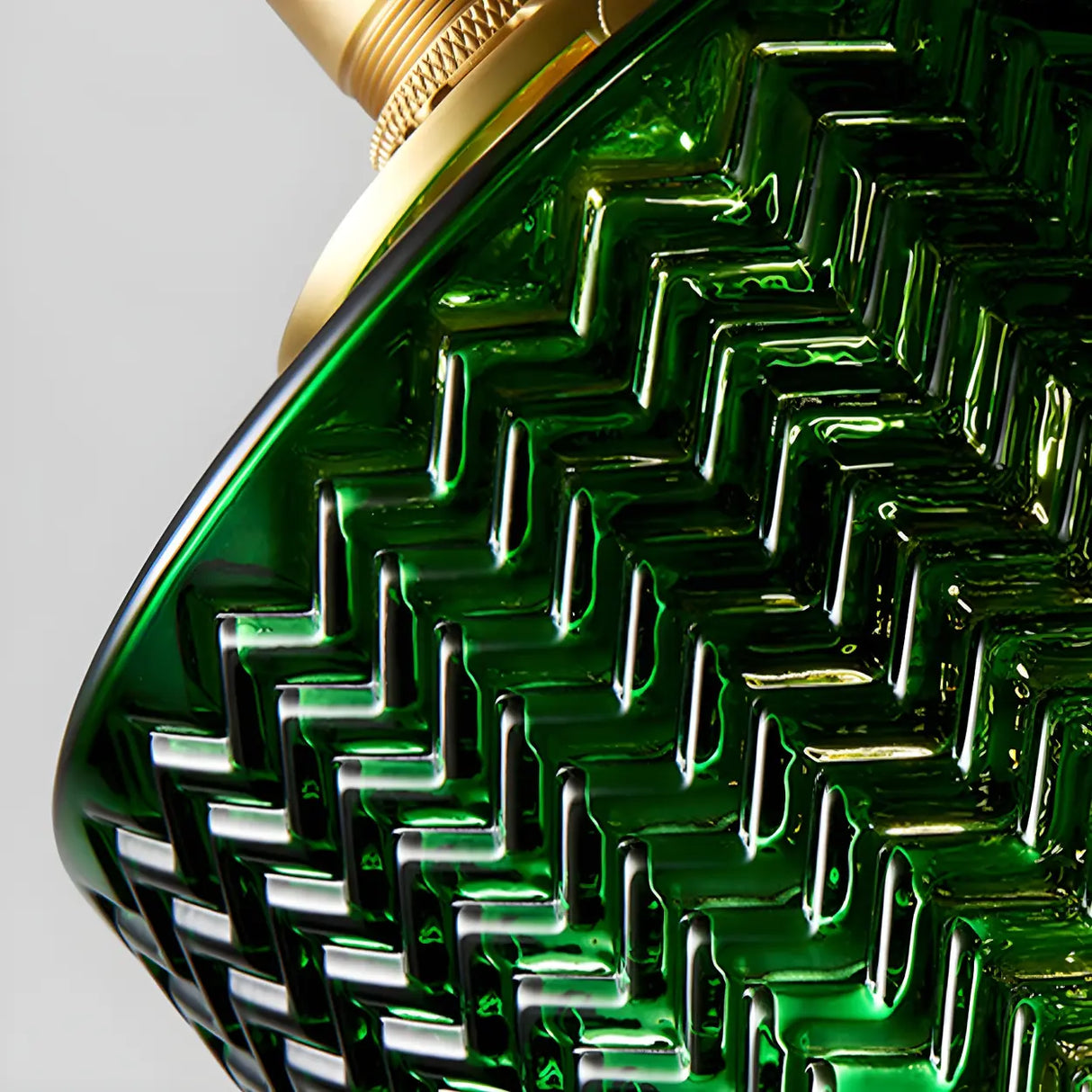 Adjustable Green Ribbed Glass Cylinder Pendant Light Image - 8