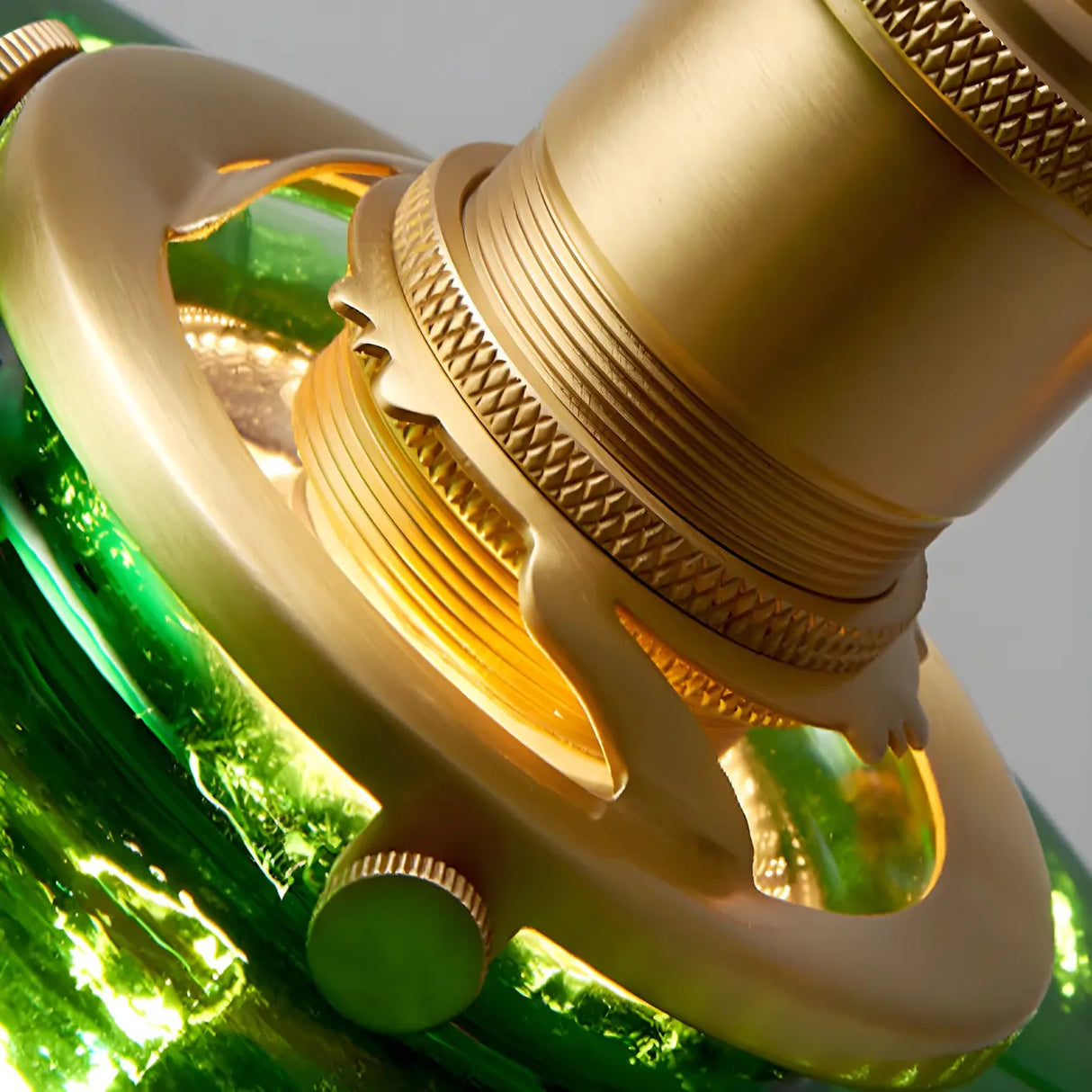 Adjustable Green Ribbed Glass Cylinder Pendant Light Image - 9