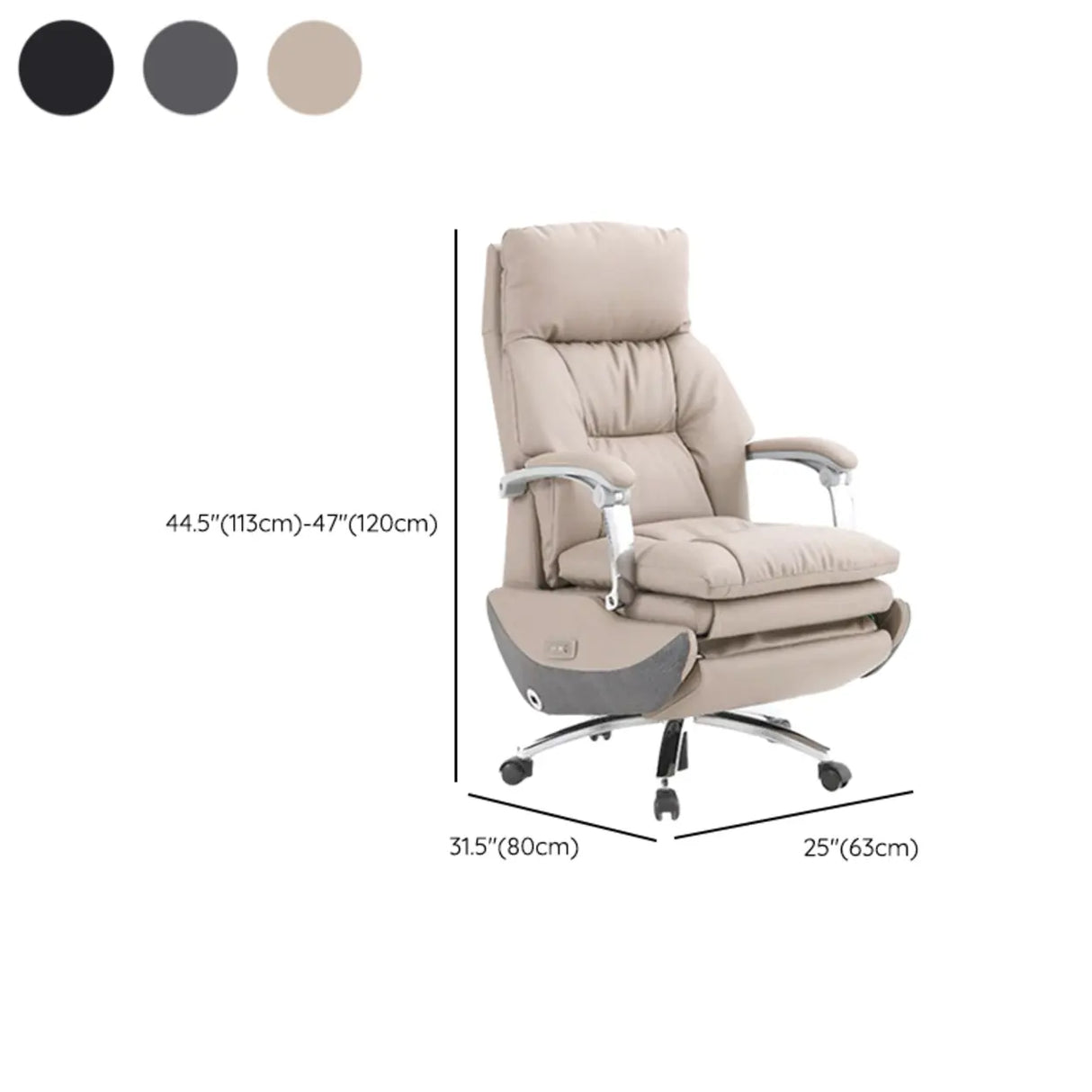 Adjustable Grey Ergonomic Swivel Leather Task Office Chair