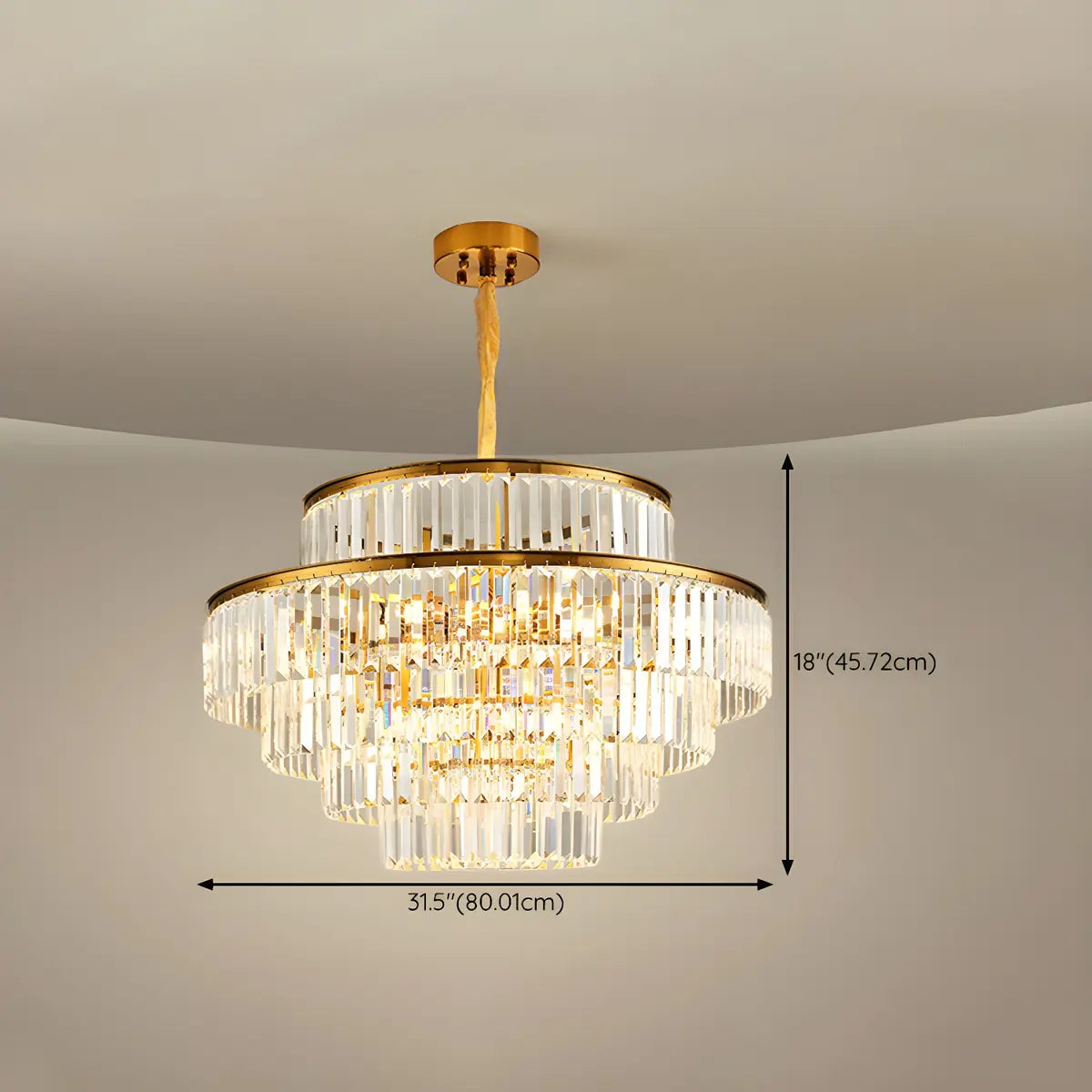 Adjustable Hanging Length Crystal Tiered Round Chandelier Image - 12