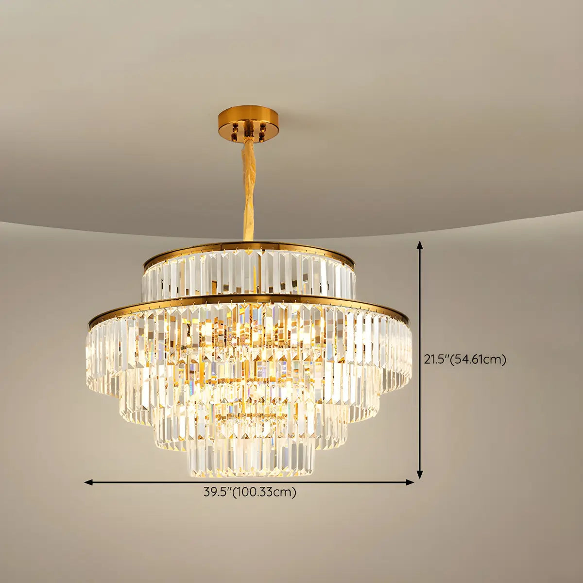 Adjustable Hanging Length Crystal Tiered Round Chandelier Image - 13