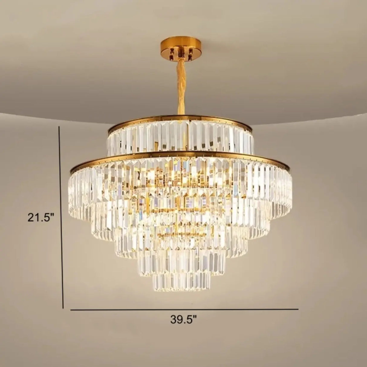 Adjustable Hanging Length Crystal Tiered Round Chandelier Image - 11