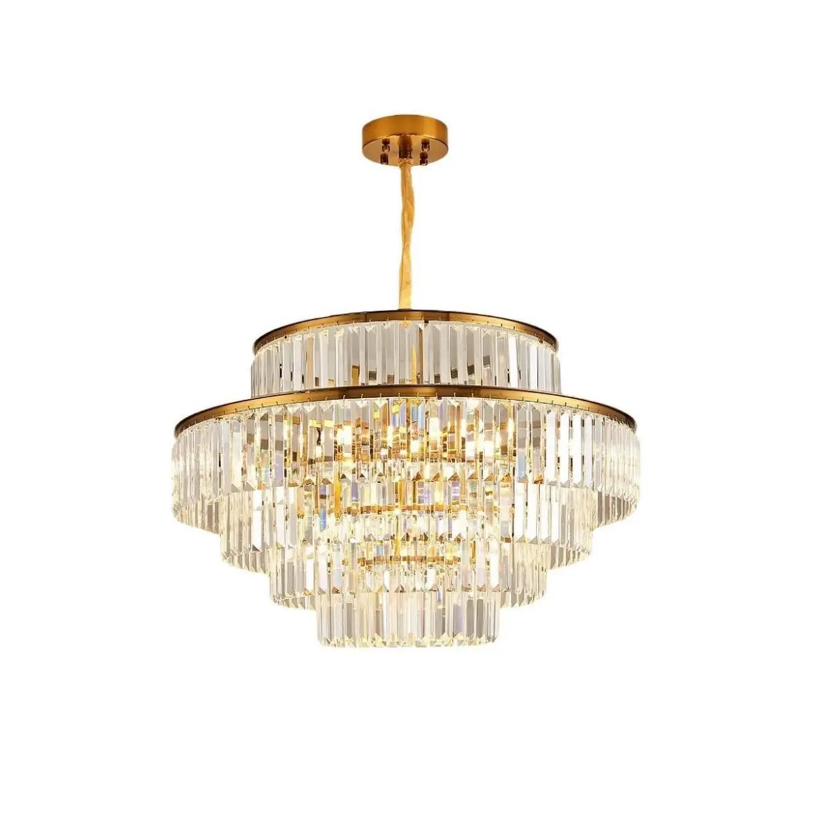 Adjustable Hanging Length Crystal Tiered Round Chandelier Image - 7