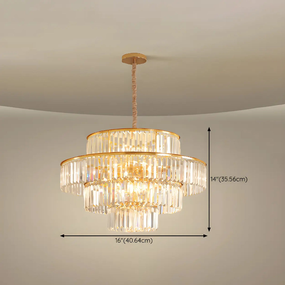 Adjustable Hanging Length Crystal Tiered Round Chandelier