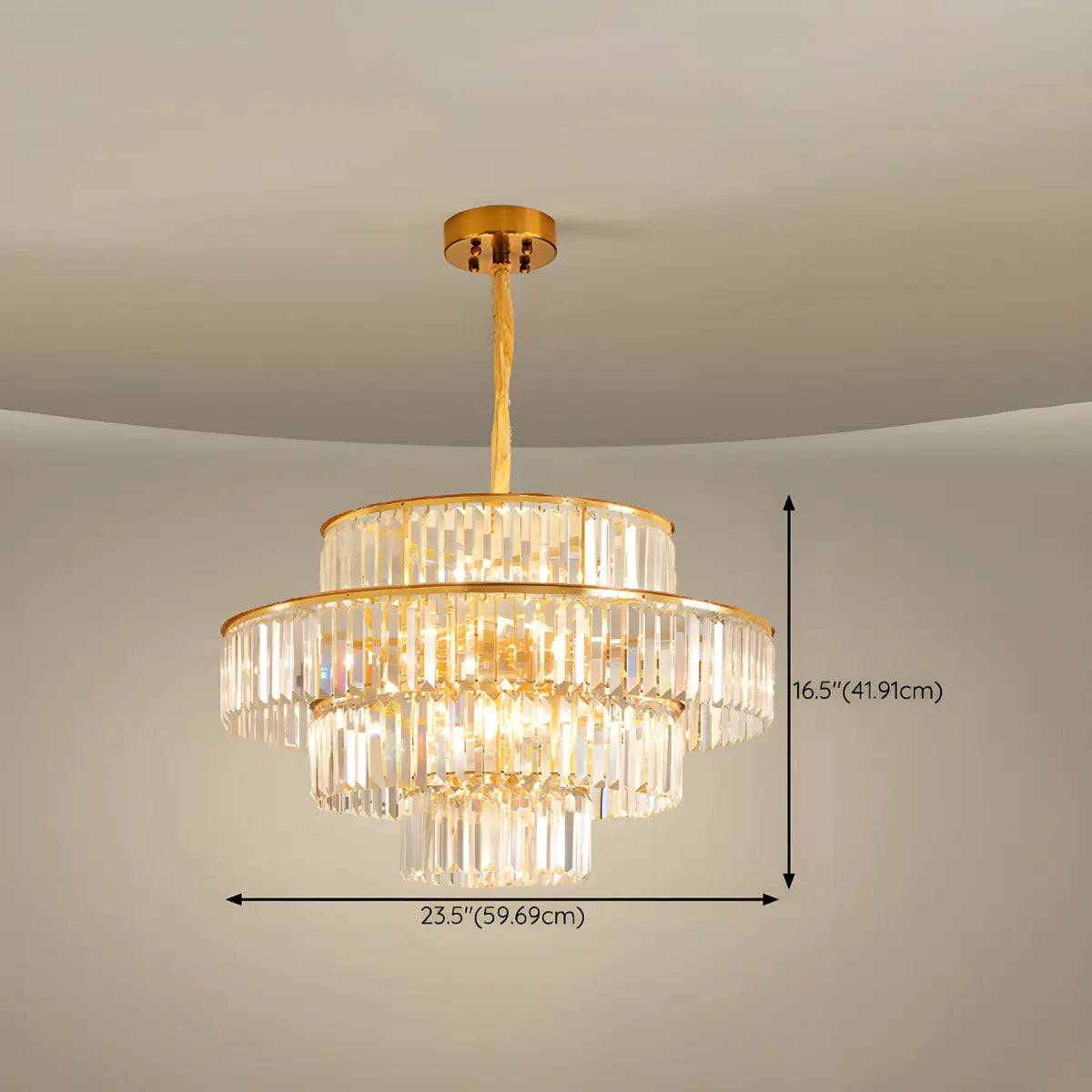 Adjustable Hanging Length Crystal Tiered Round Chandelier Image - 11
