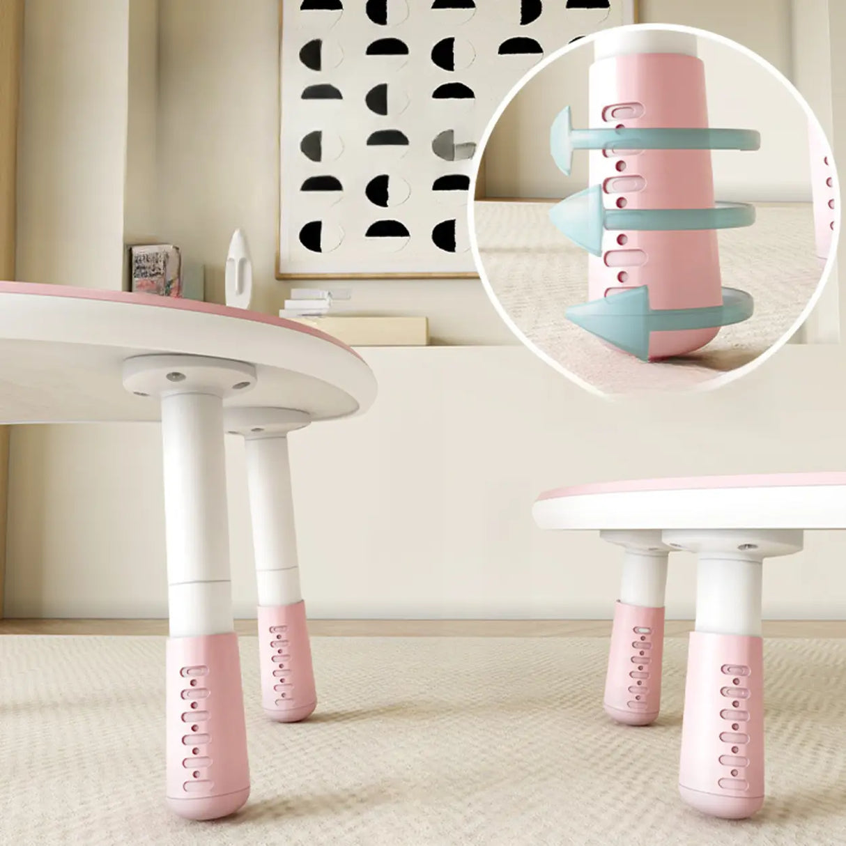 Adjustable Height Adorable White Top Wood Kids Desk Image - 8