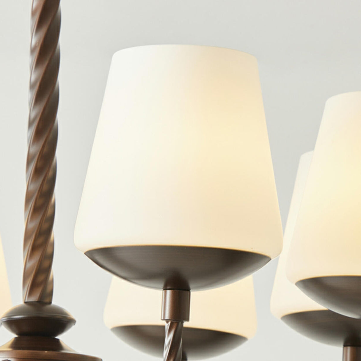 Adjustable Height Antique Bronze White Fabric Chandelier Image - 13