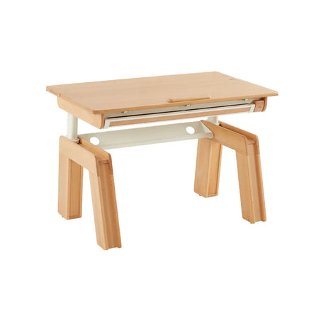 Adjustable Height Beech Wood Kids Desk with Shelf Image - 2