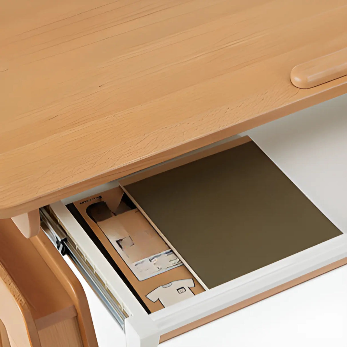Adjustable Height Beech Wood Kids Desk with Shelf Image - 7