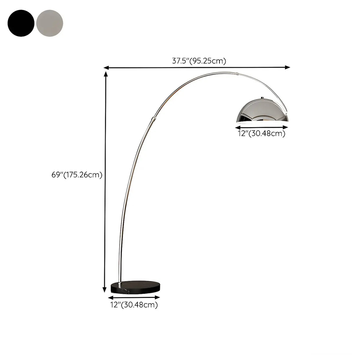 Adjustable Height Chrome Dome and Arc Floor Lamp