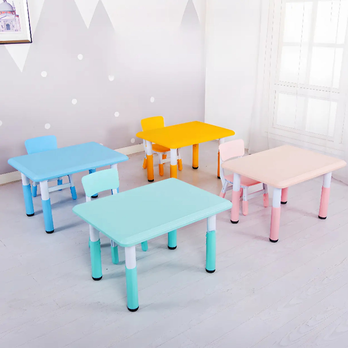 Adjustable Height Colorful Rectangular Kids Desk Image - 1