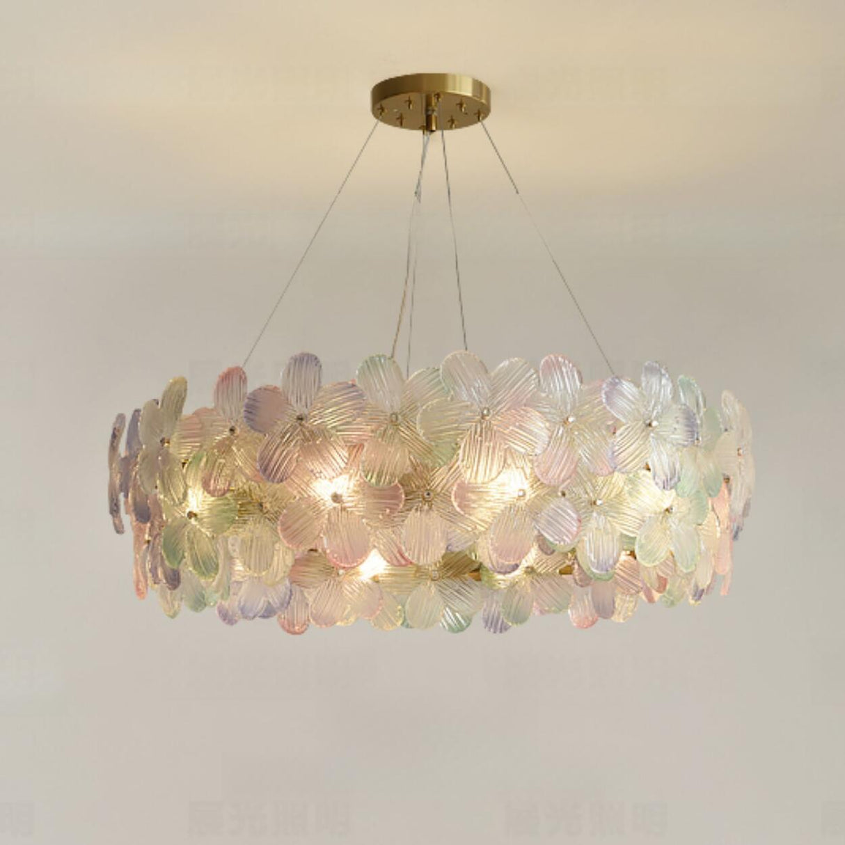 Adjustable Height Elegant Floral Glass Pendant Chandelier Image - 5