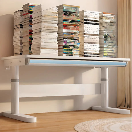 Adjustable Height Ergonomic Blue Wood Kids Writing Desk Image - 1