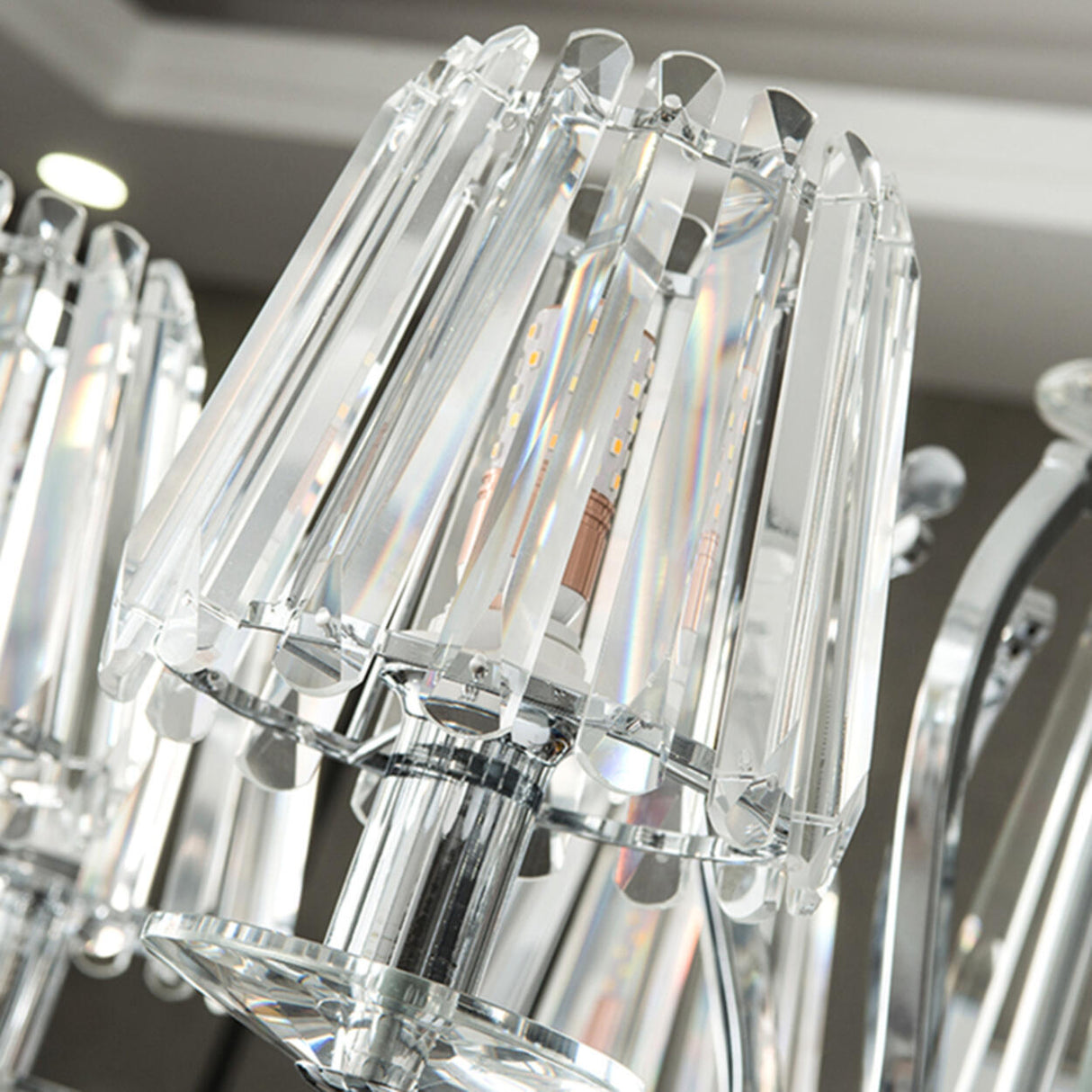 Adjustable Height Geometric Translucent Crystal Chandelier Image - 10