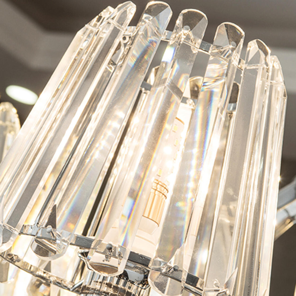 Adjustable Height Geometric Translucent Crystal Chandelier Image - 12