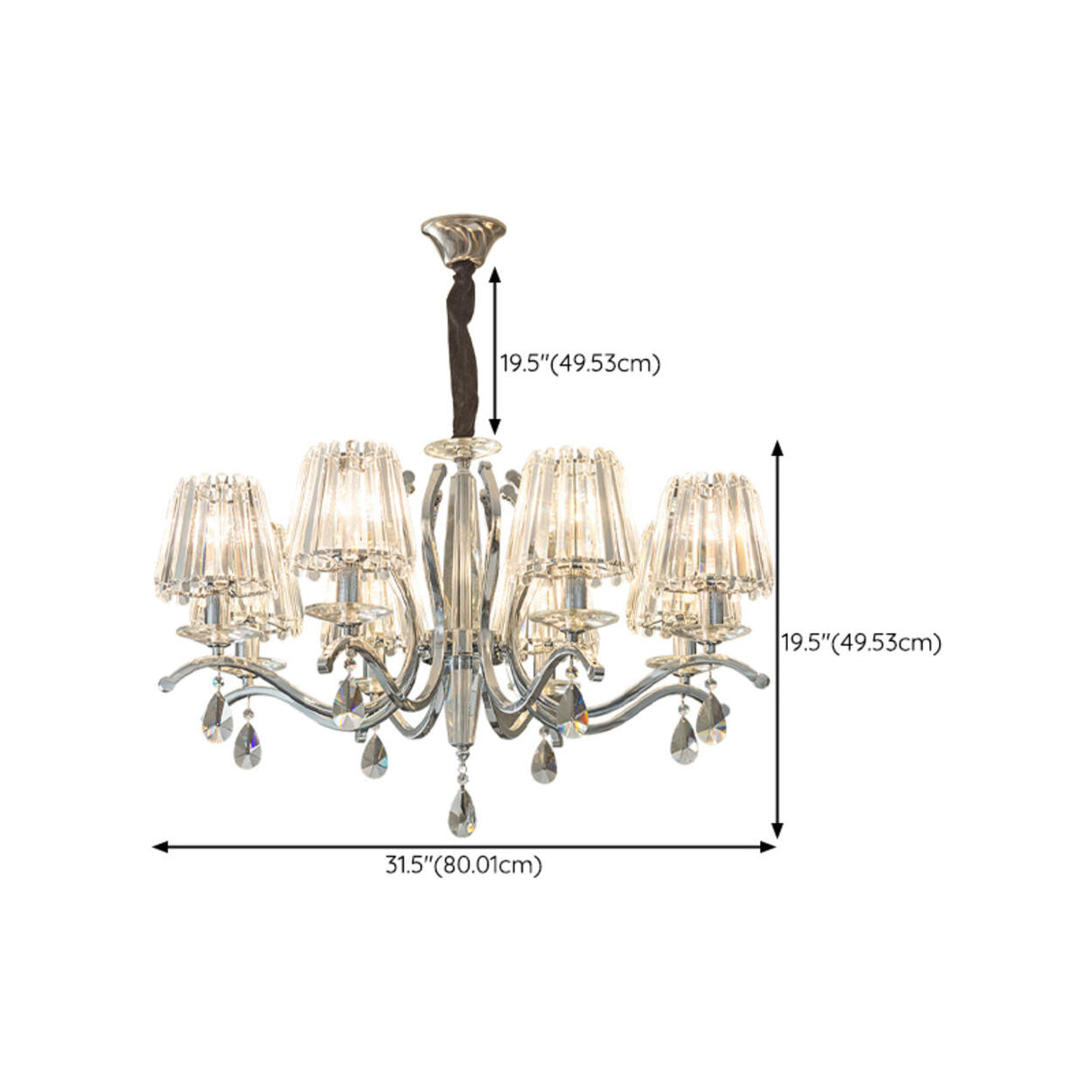 Adjustable Height Geometric Translucent Crystal Chandelier Image - 16