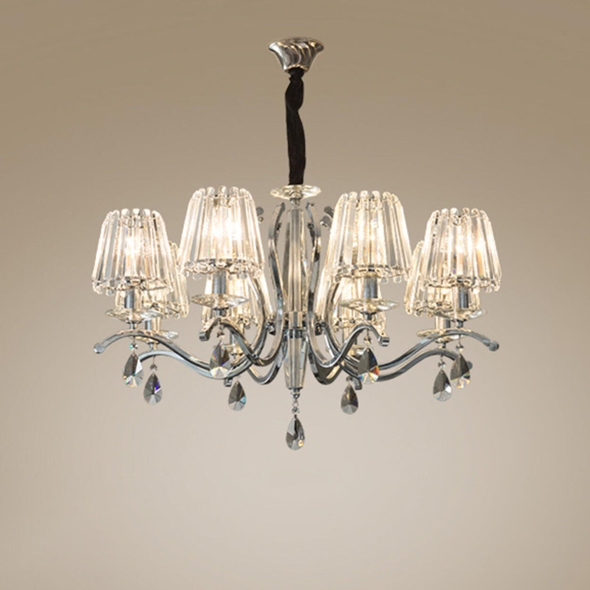 Adjustable Height Geometric Translucent Crystal Chandelier Image - 3