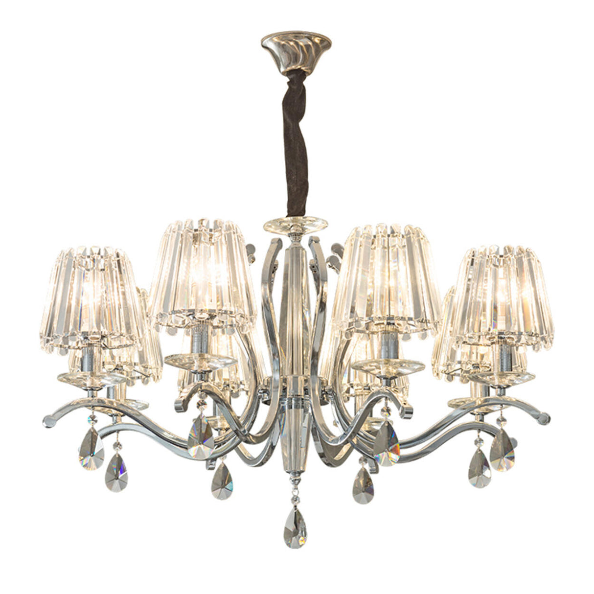 Adjustable Height Geometric Translucent Crystal Chandelier Image - 7